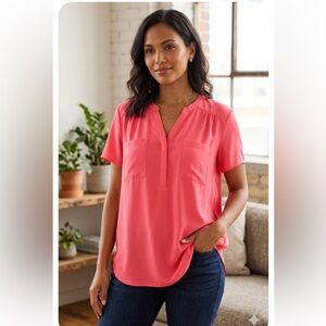 NEW, TORRID Harper Studio Crepe De Chine Flutter Sleeve Top Plus Sz 2, 2X, 18-20